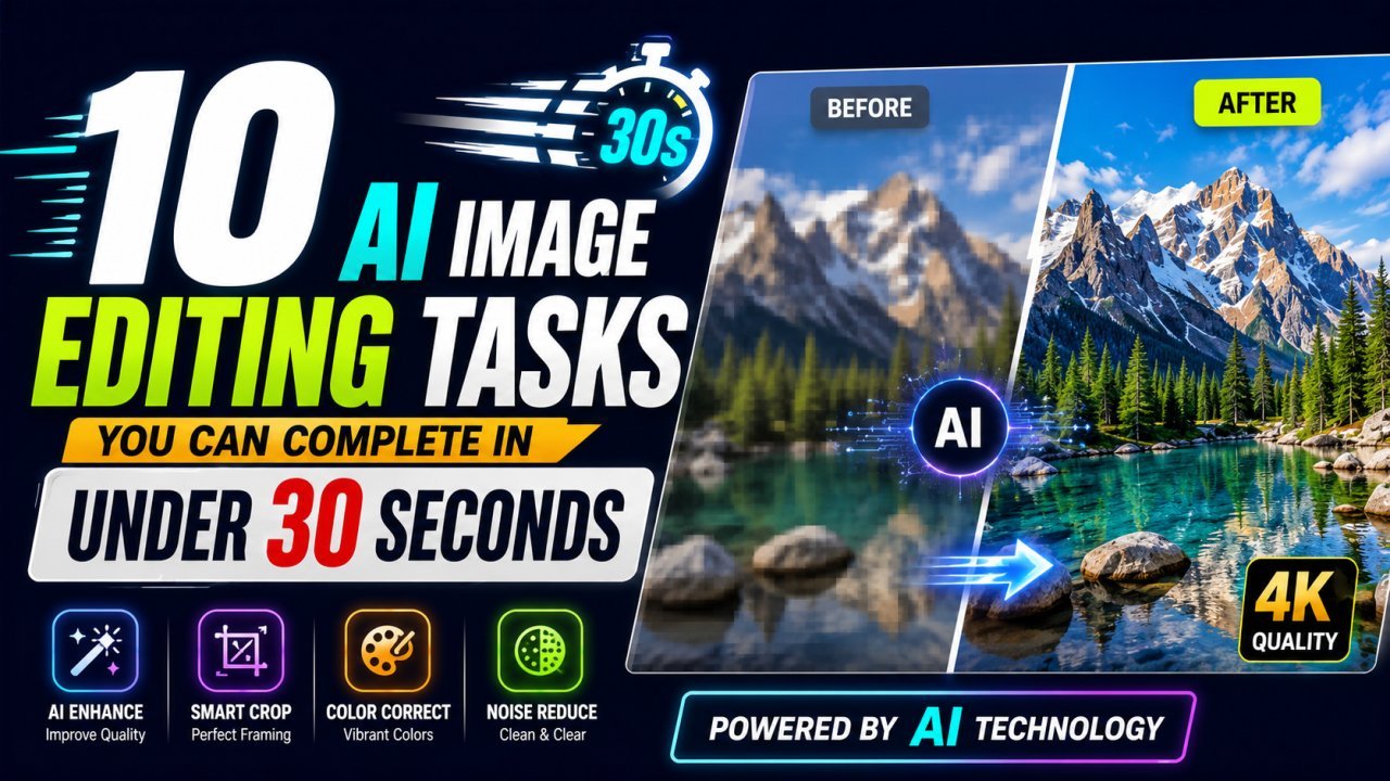 AI image editing tasks completed in under 30 seconds using online tools