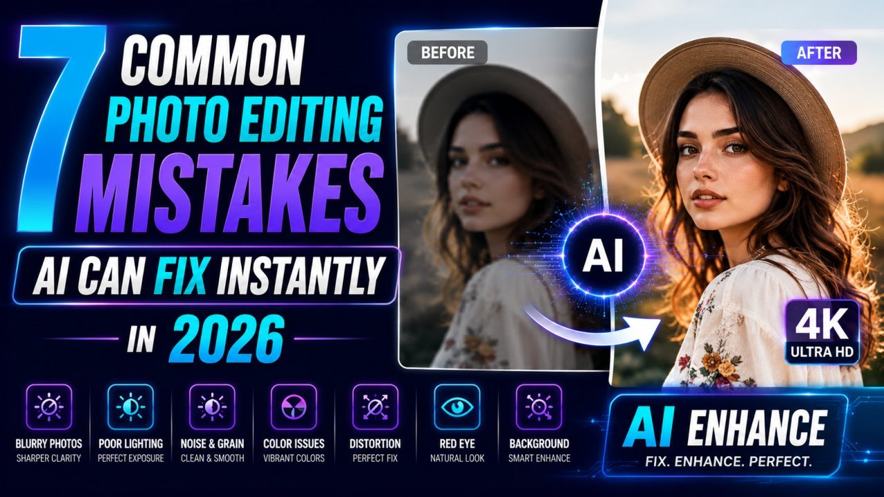 AI fixing common photo editing mistakes instantly with image enhancement