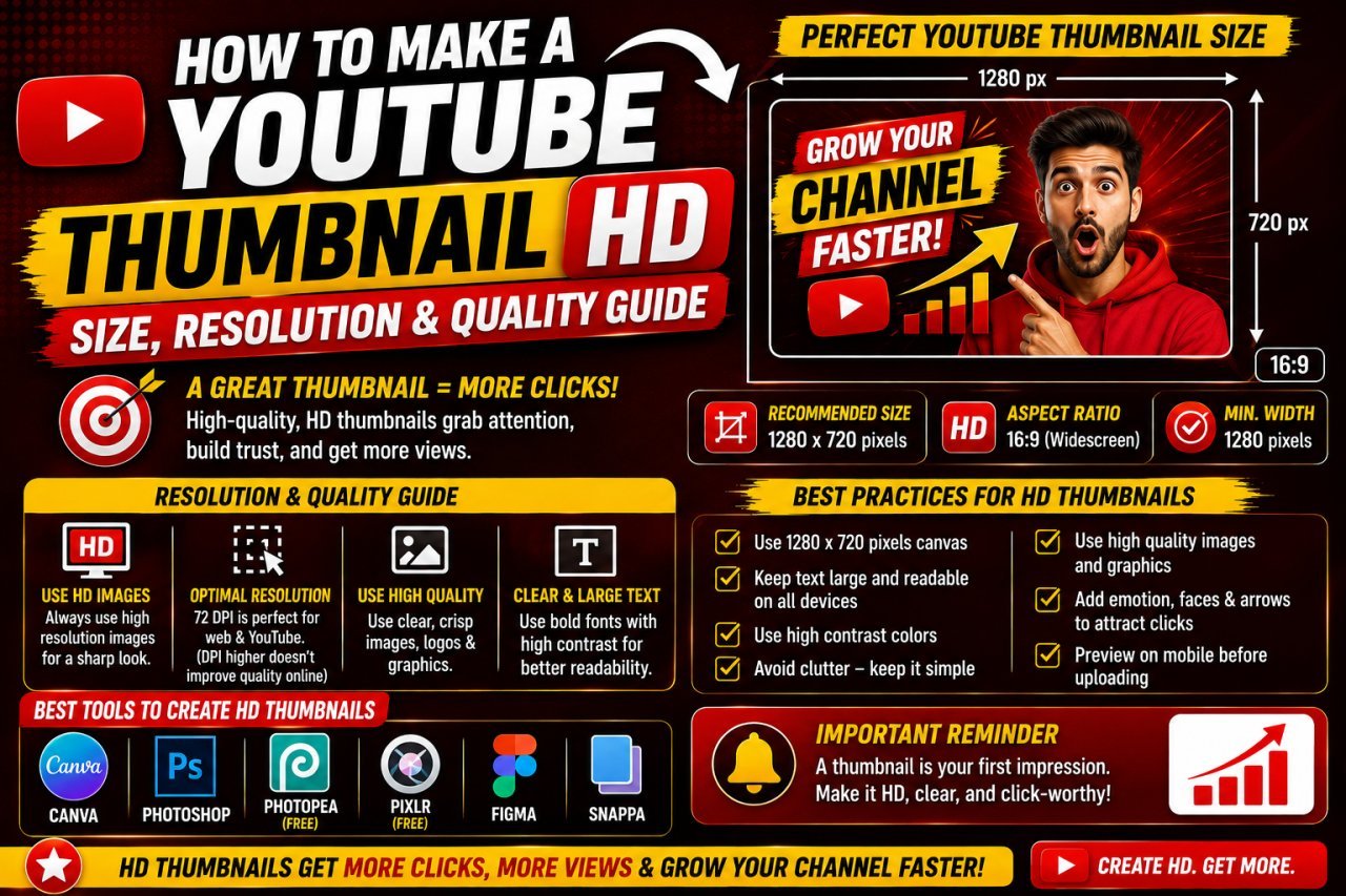 How to make a YouTube thumbnail HD with the right size and resolution