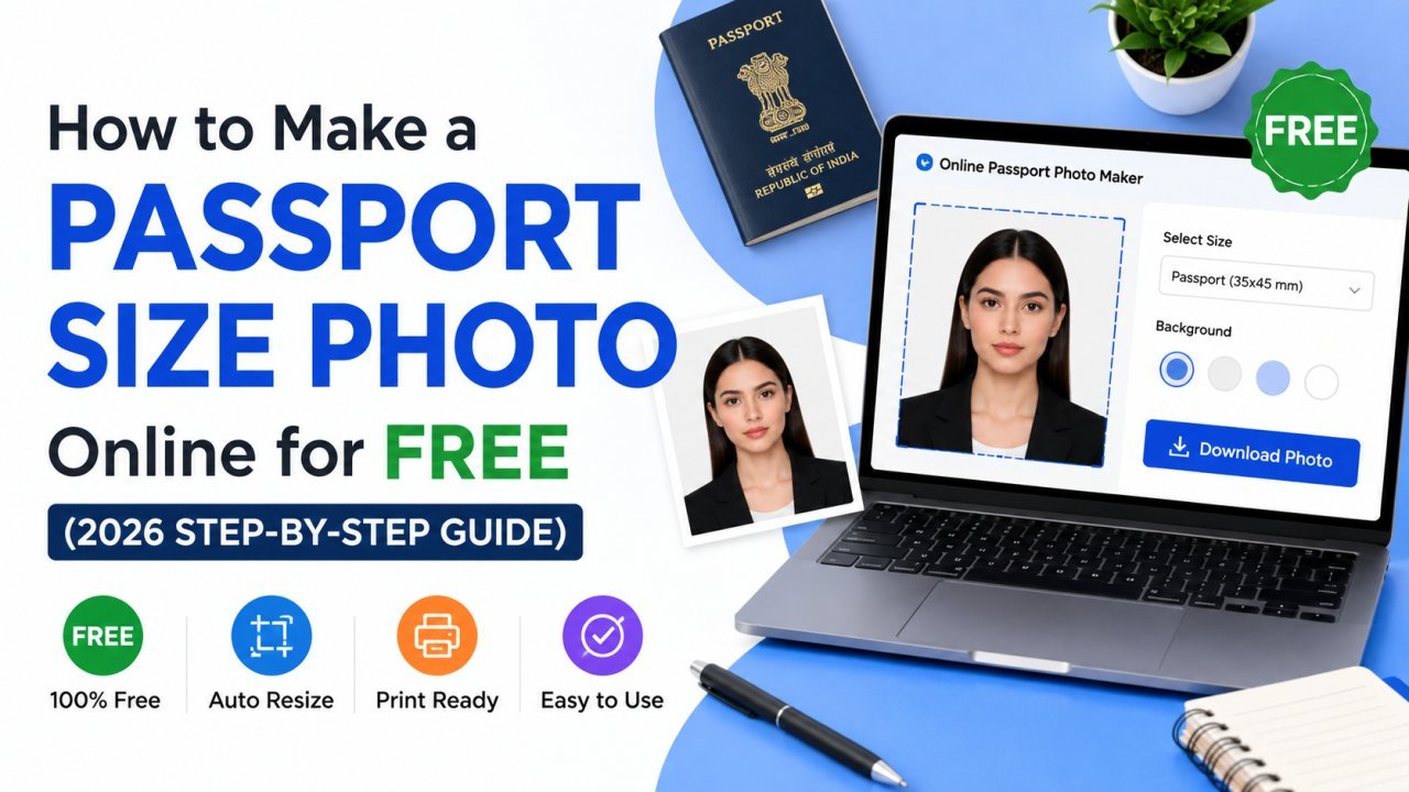A normal selfie being converted into a correctly sized passport photo with a plain background.