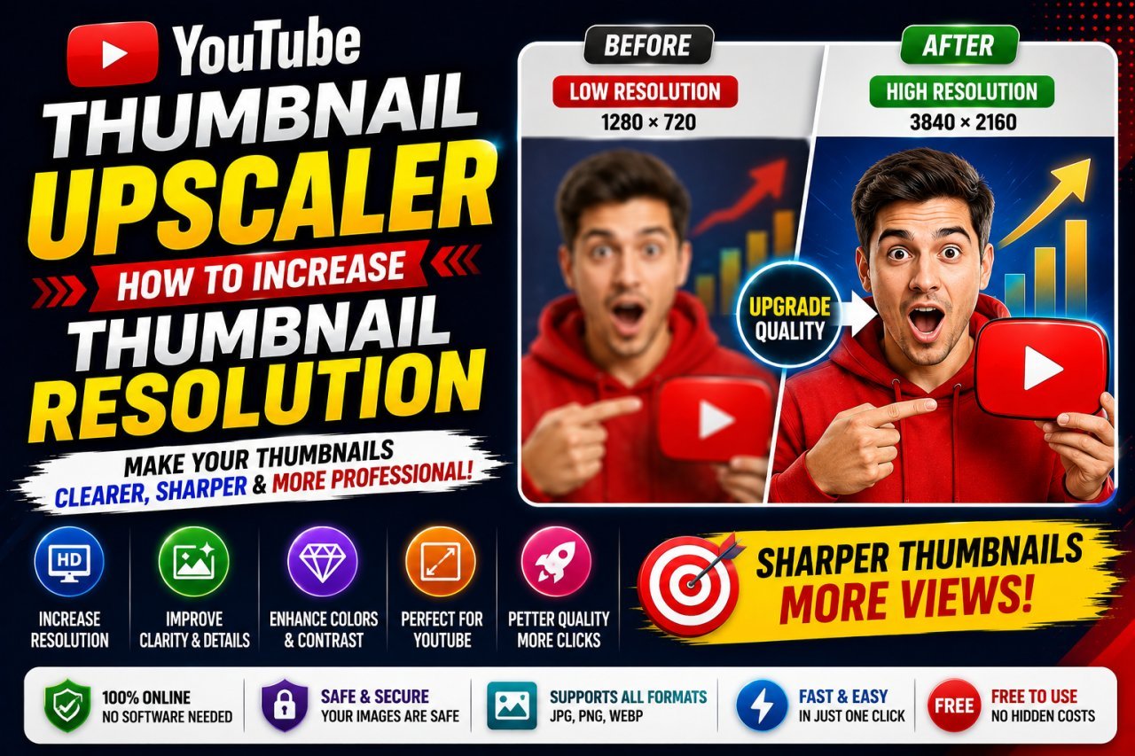 YouTube thumbnail upscaler increasing thumbnail resolution and image quality